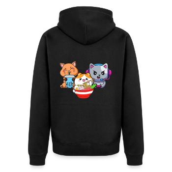 Chat Boba Thé Bubble Tea Gaming Gamer Ramen Anime - Veste à capuche bio Premium Unisexe - noir - Dos - Nico (187cm)