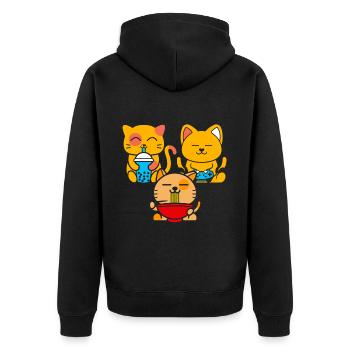 Chat Boba Thé Bubble Tea Gaming Gamer Ramen Anime - Veste à capuche bio Premium Unisexe - noir - Dos - Nico (187cm)