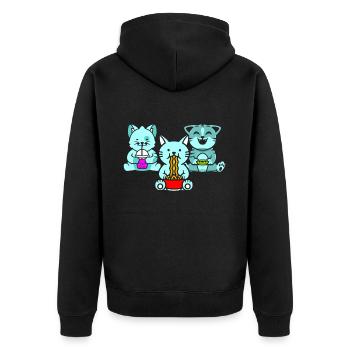 Chat Boba Thé Bubble Tea Gaming Gamer Ramen Anime - Veste à capuche bio Premium Unisexe - noir - Dos - Nico (187cm)
