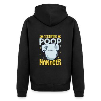Certified Kaka Manager - Diaper Changes - Unisex Premium Organic Zip Hoodie - black - Back - Nico (187cm)