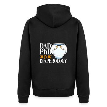 Doktor der Windelwechsology - Windelwechseln - Unisex Premium Bio Zip Hoodie - Schwarz - Hinten - Nico (187cm)