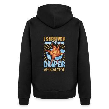 Diaper Apocalypse Survivor - Diaper Changing - Unisex Premium Organic Zip Hoodie - black - Back - Nico (187cm)