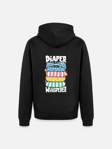 Windelflüsterer - Windelwechseln - Unisex Premium Bio Zip Hoodie - Schwarz