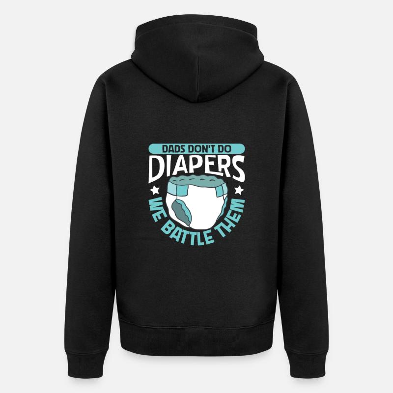 Väter bekämpfen Windeln - Baby wickeln - Unisex Premium Bio Zip Hoodie - Schwarz