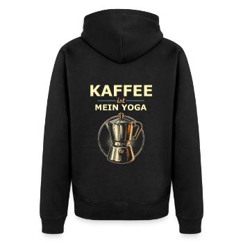 Kaffee Spruch - Unisex Premium Bio Zip Hoodie - Schwarz - Hinten - Nico (187cm)