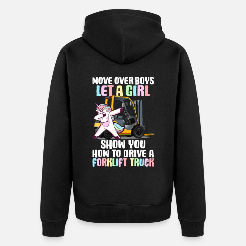 Gabelstaplerfahrer Mädchen - Unisex Premium Bio Zip Hoodie - Schwarz