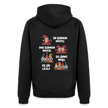Glühwein Wichtel - Unisex Premium Bio Zip Hoodie - Schwarz - Hinten - Nico (187cm)