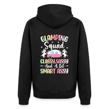 Glamping Team Glamper - Unisex Premium Organic Zip Hoodie - black - Back - Nico (187cm)
