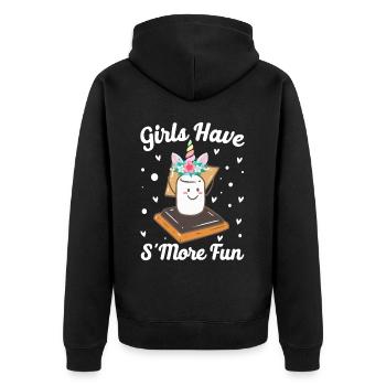 Lustige Smores Camping Mädchen - Unisex Premium Bio Zip Hoodie - Schwarz - Hinten - Nico (187cm)