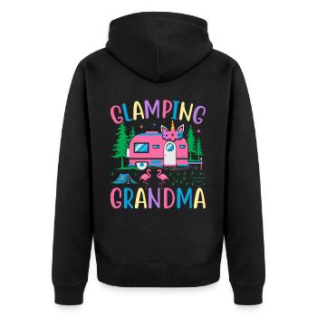 Weiblicher Glamper Wohnmobil Wohnwagen - Unisex Premium Bio Zip Hoodie - Schwarz - Hinten - Nico (187cm)