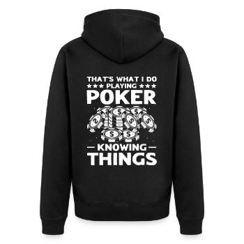 Poker Pokern - Unisex Premium Bio Zip Hoodie - Schwarz - Hinten - Nico (187cm)