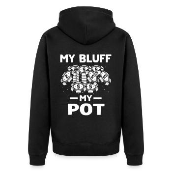 Poker Pokern - Unisex Premium Bio Zip Hoodie - Schwarz - Hinten - Nico (187cm)