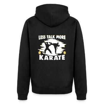 Karate Kampfsport Karate Trainer Karate Kämpfer - Unisex Premium Bio Zip Hoodie - Schwarz - Hinten - Nico (187cm)
