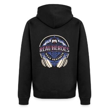 Les vrais héros portent des casques Funny Gamer Boys & Kids - Veste à capuche bio Premium Unisexe - noir - Dos - Nico (187cm)