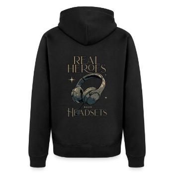 Les vrais héros portent des casques Funny Gamer Boys & Kids - Veste à capuche bio Premium Unisexe - noir - Dos - Nico (187cm)