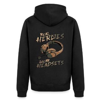 Les vrais héros portent des casques Funny Gamer Boys & Kids - Veste à capuche bio Premium Unisexe - noir - Dos - Nico (187cm)