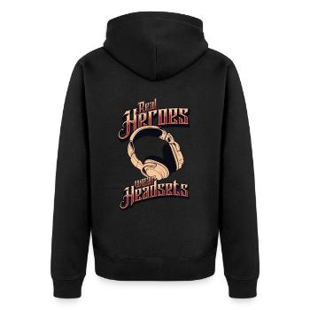 Les vrais héros portent des casques Funny Gamer Boys & Kids - Veste à capuche bio Premium Unisexe - noir - Dos - Nico (187cm)