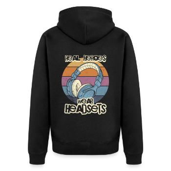Les vrais héros portent des casques Funny Gamer Boys & Kids - Veste à capuche bio Premium Unisexe - noir - Dos - Nico (187cm)