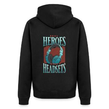 Les vrais héros portent des casques Funny Gamer Boys & Kids - Veste à capuche bio Premium Unisexe - noir - Dos - Nico (187cm)