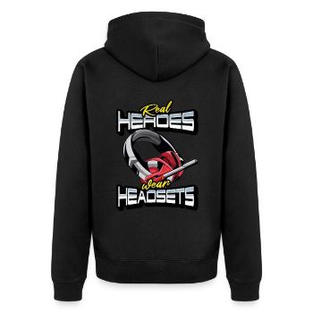 Les vrais héros portent des casques Funny Gamer Boys & Kids - Veste à capuche bio Premium Unisexe - noir - Dos - Nico (187cm)