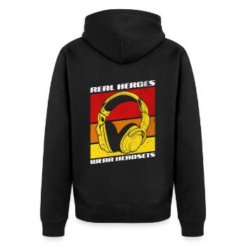 Les vrais héros portent des casques Funny Gamer Boys & Kids - Veste à capuche bio Premium Unisexe - noir - Dos - Nico (187cm)