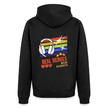 Les vrais héros portent des casques Funny Gamer Boys & Kids - Veste à capuche bio Premium Unisexe - noir - Dos - Nico (187cm)