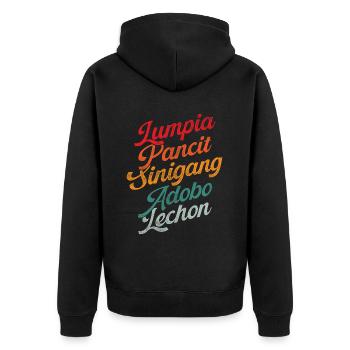 Lumpia Pancit Sinigang Adobo Lechon - Unisex Premium Bio Zip Hoodie - Schwarz - Hinten - Nico (187cm)