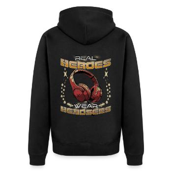 Les vrais héros portent des casques Funny Gamer Boys & Kids - Veste à capuche bio Premium Unisexe - noir - Dos - Nico (187cm)