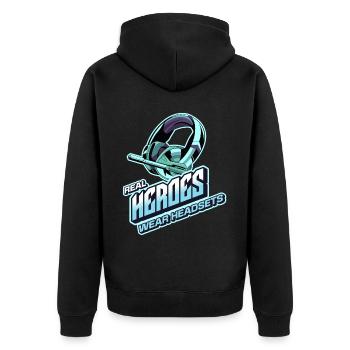 Les vrais héros portent des casques Funny Gamer Boys & Kids - Veste à capuche bio Premium Unisexe - noir - Dos - Nico (187cm)