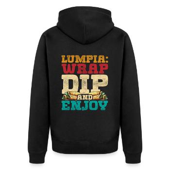 Lumpia Wrap Trempette Et Dégustez - Veste à capuche bio Premium Unisexe - noir - Dos - Nico (187cm)