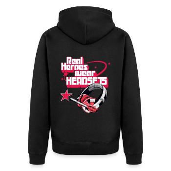 Les vrais héros portent des casques Funny Gamer Boys & Kids - Veste à capuche bio Premium Unisexe - noir - Dos - Nico (187cm)
