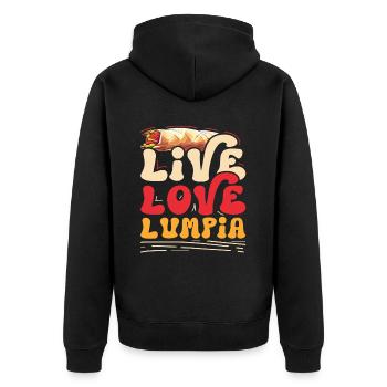 Live Love Lumpia - Unisex Premium Bio Zip Hoodie - Schwarz - Hinten - Nico (187cm)