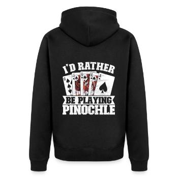 Binocular Pinochle - Unisex Premium Organic Zip Hoodie - black - Back - Nico (187cm)