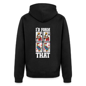 Binocular Pinochle - Unisex Premium Organic Zip Hoodie - black - Back - Nico (187cm)