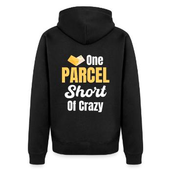 The crazy postal worker is missing a parcel - Unisex Premium Organic Zip Hoodie - black - Back - Nico (187cm)