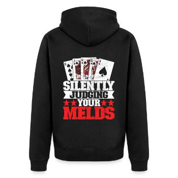 Binocular Pinochle - Unisex Premium Organic Zip Hoodie - black - Back - Nico (187cm)