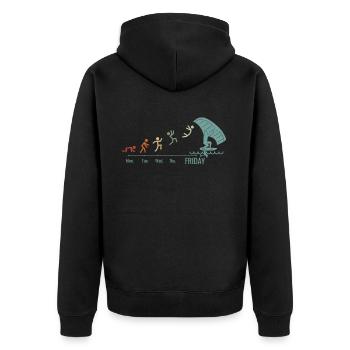 Wingfoil-Surfer Wingfoiling Hydrofoil Wochenende - Unisex Premium Bio Zip Hoodie - Schwarz - Hinten - Nico (187cm)