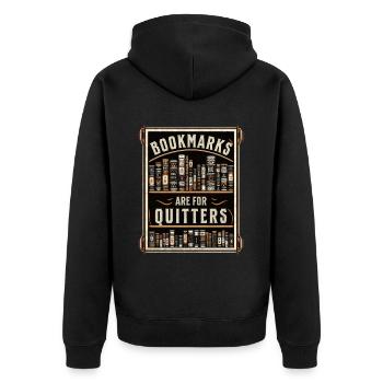Bookmarks are for shirkers. - Unisex Premium Organic Zip Hoodie - black - Back - Nico (187cm)