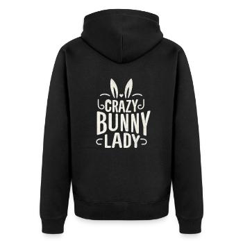 Crazy Bunny Lady - Unisex Premium Organic Zip Hoodie - black - Back - Nico (187cm)