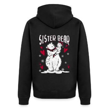 Sister Bear - Unisex Premium Bio Zip Hoodie - Schwarz - Hinten - Nico (187cm)