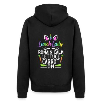 Cafeteria-Besatzung - Unisex Premium Bio Zip Hoodie - Schwarz - Hinten - Nico (187cm)