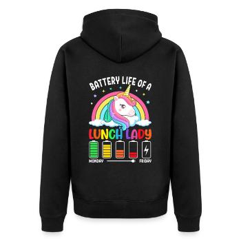 Cafeteria-Besatzung - Unisex Premium Bio Zip Hoodie - Schwarz - Hinten - Nico (187cm)