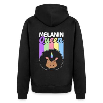 Brown Skin Queen Schwarze Geschichte - Unisex Premium Bio Zip Hoodie - Schwarz - Hinten - Nico (187cm)