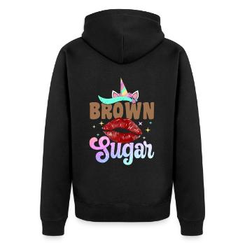 Melanin Brown Skin Black History - Unisex Premium Organic Zip Hoodie - black - Back - Nico (187cm)