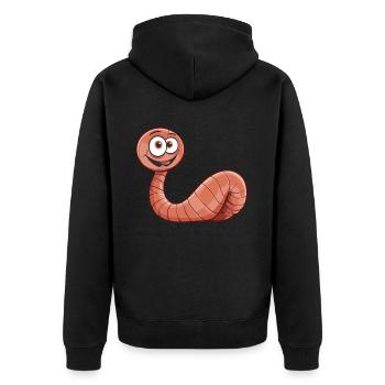 Earthworm -Handworm -Farmer -Worm - Unisex Premium Organic Zip Hoodie - black - Back - Nico (187cm)