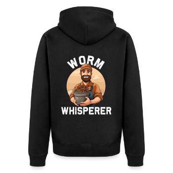 Earthworm -Worm Farmers -Worm Farm Skills - Unisex Premium Organic Zip Hoodie - black - Back - Nico (187cm)