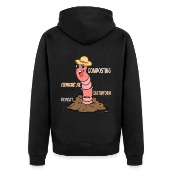 Jardin de ver de terre, ver de lombriculture, ver fermier - Veste à capuche bio Premium Unisexe - noir - Dos - Nico (187cm)