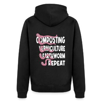 Earthworm Garden, Vermiculture Worm, Farmer Worm - Unisex Premium Organic Zip Hoodie - black - Back - Nico (187cm)