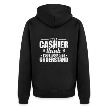 It's a Cashier Thing you wouldn't understand - Unisex Premium Bio Zip Hoodie - Schwarz - Hinten - Nico (187cm)