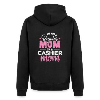 I'm not a Regular Mom I'm a Cashier Mom - Unisex Premium Bio Zip Hoodie - Schwarz - Hinten - Nico (187cm)